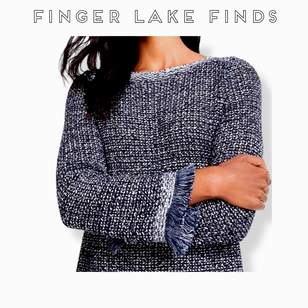 NWT Ann Taylor Sparkly Blue Pullover Sweater, Petite Lg